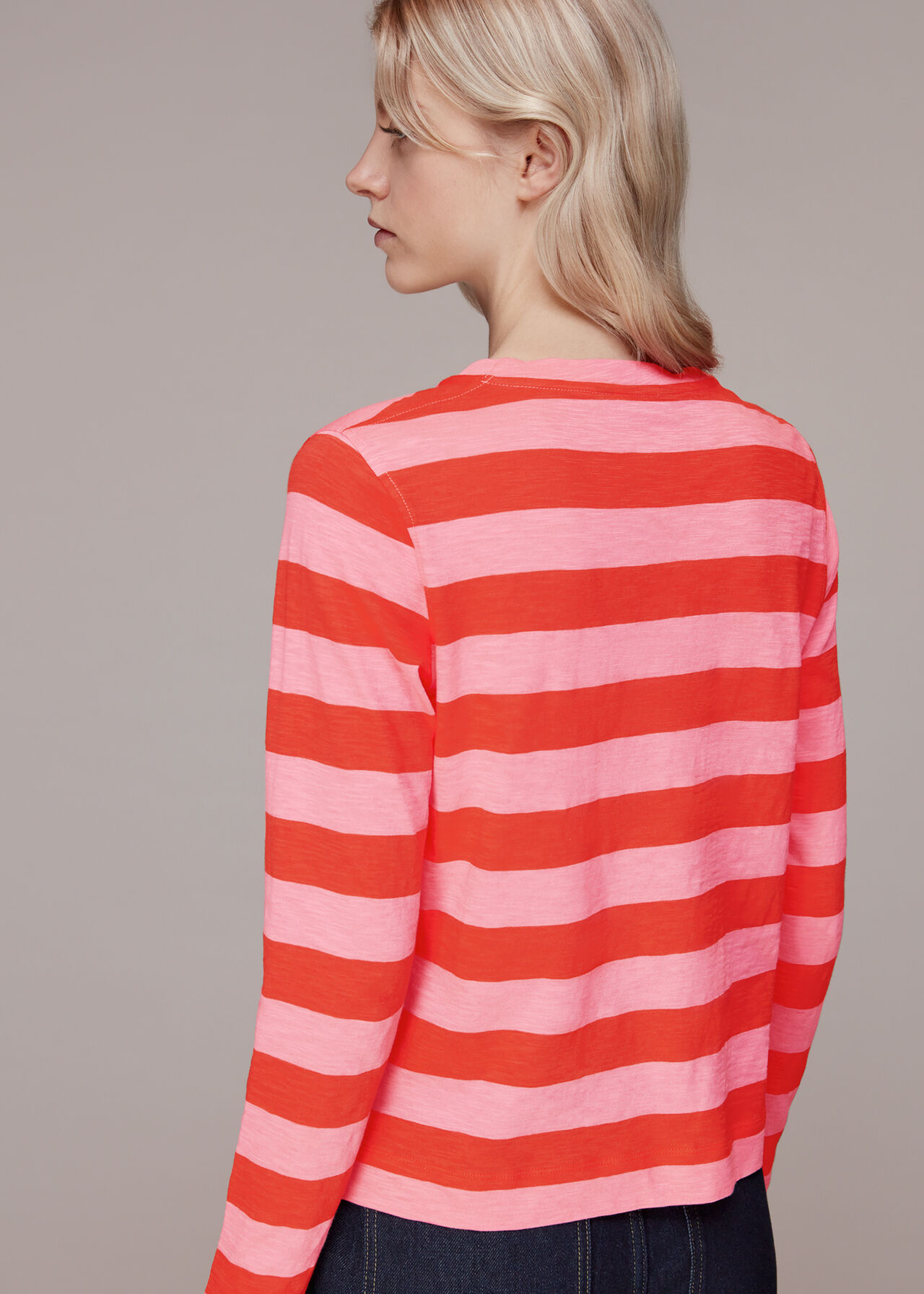 Stripe Crew Neck Pocket Top